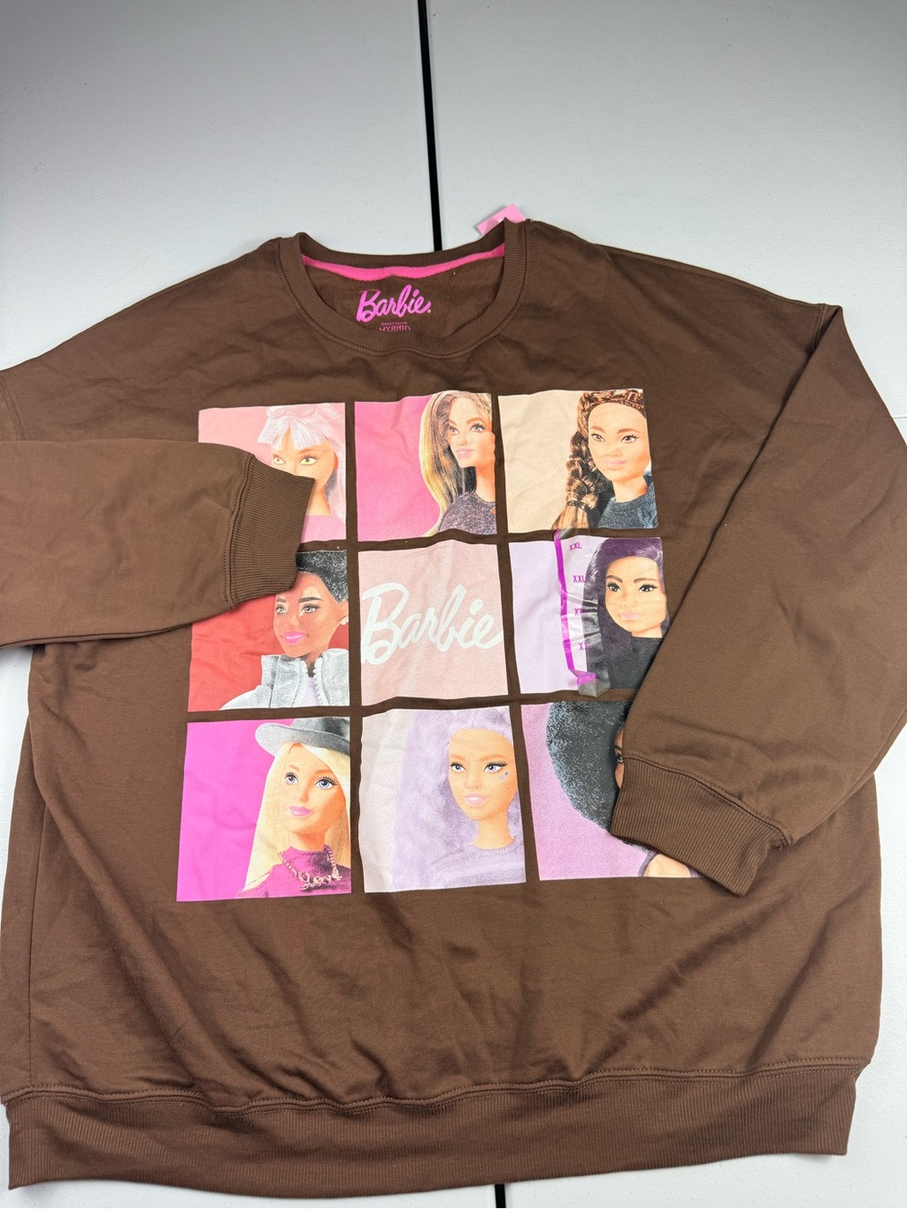 Barbie Brown Graphic Sweatshirt with Multicolor Panels